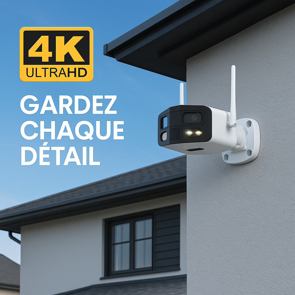 Cámara de Vigilancia Exterior WiFi 4K Gran Angular 180° con IA Tuya