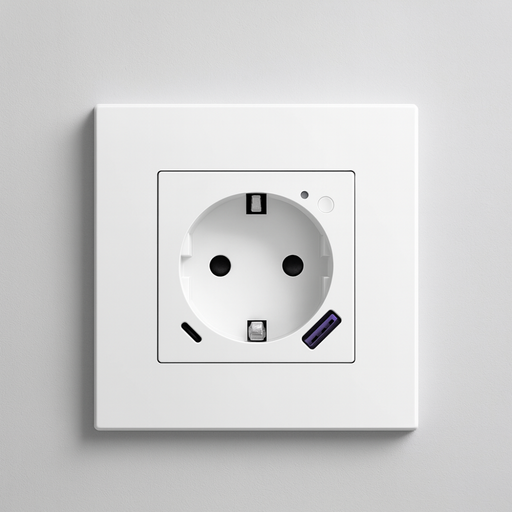 Enchufe inteligente empotrable WiFi con USB y USB-C compatible Alexa y Google Home