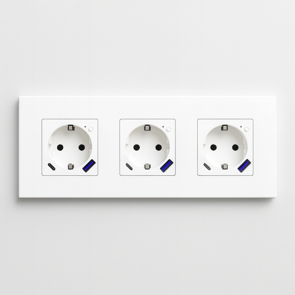 Enchufe inteligente empotrable WiFi con USB y USB-C compatible Alexa y Google Home