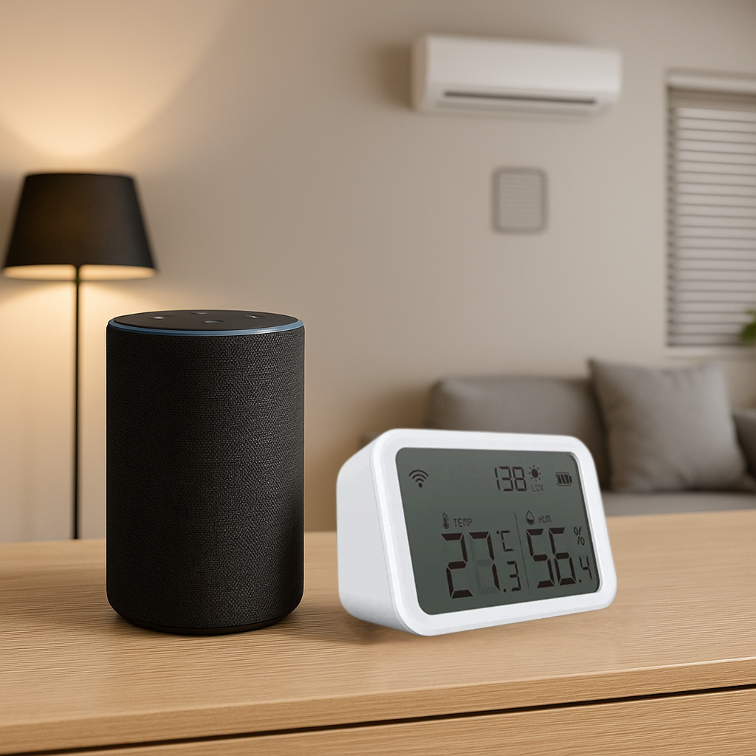 Sensor de temperatura y humedad inteligente WiFi/Zigbee Tuya con pantalla LCD