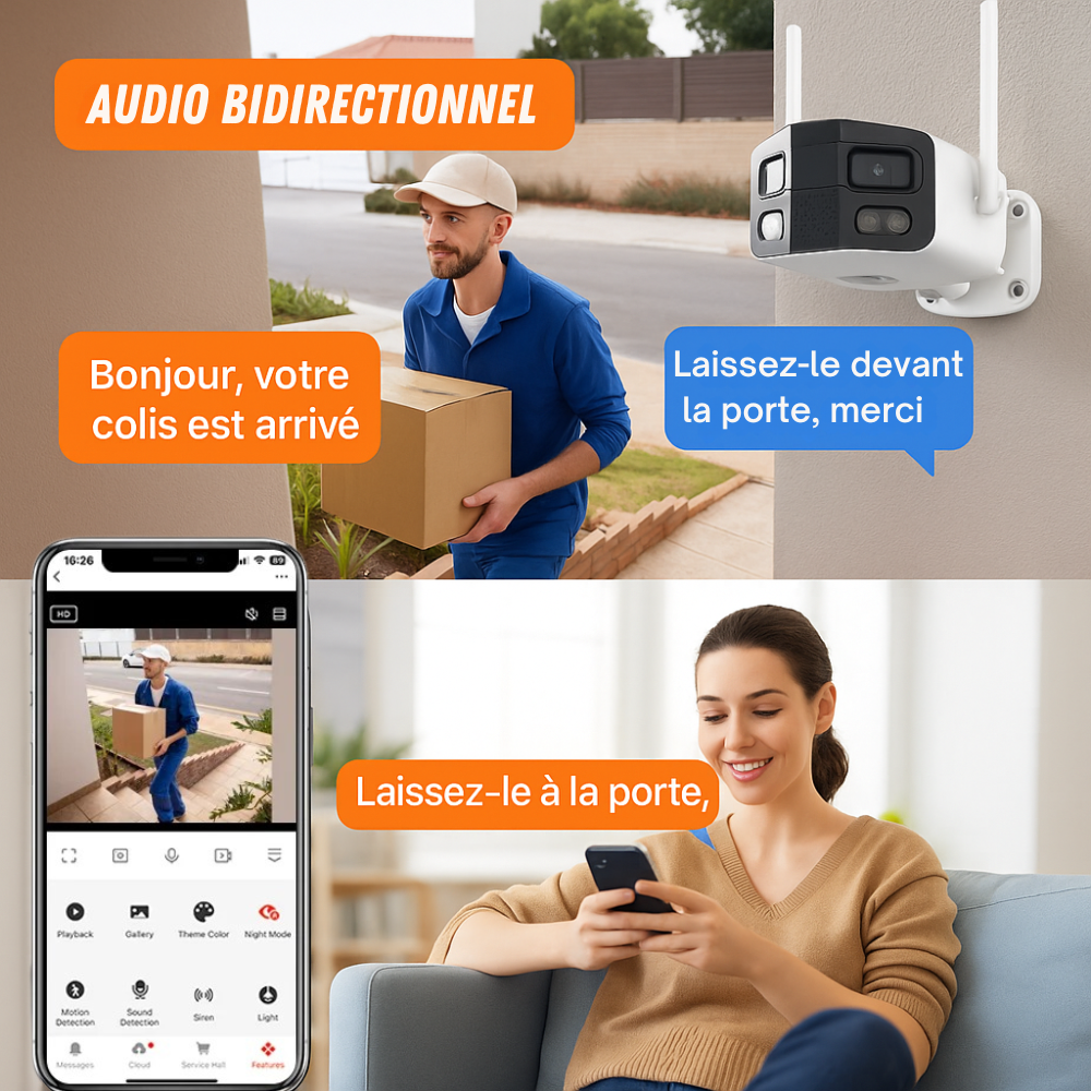 Cámara de Vigilancia Exterior WiFi 4K Gran Angular 180° con IA Tuya