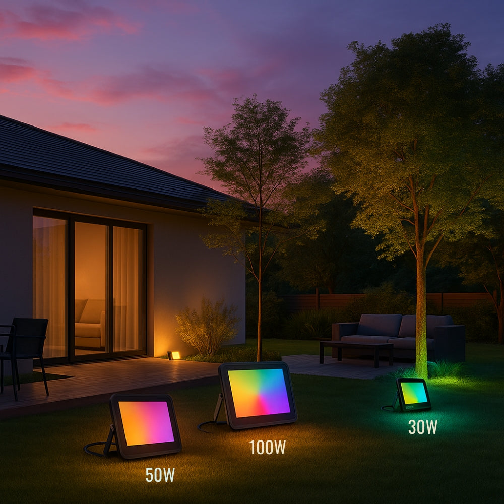 Foco LED exterior inteligente WiFi Tuya RGB IP66 compatible Alexa y Google