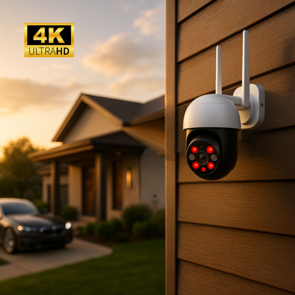 Cámara de Vigilancia Exterior WiFi 4K con Detección IA y Visión Nocturna