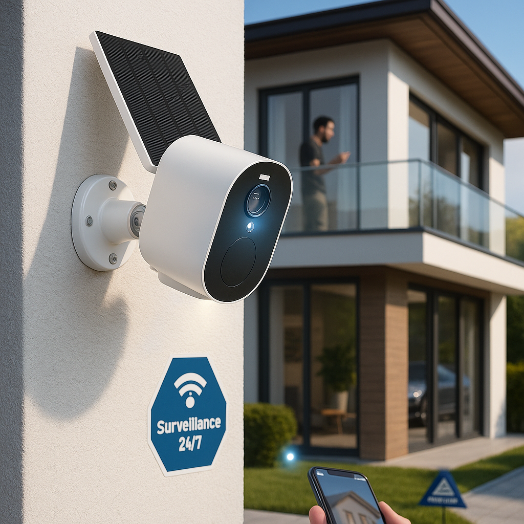 Cámara de vigilancia solar exterior 2K WiFi – Seguridad inteligente Tuya
